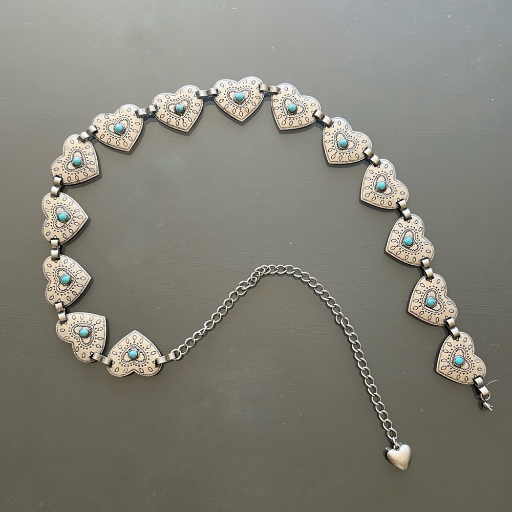 Silver Tone & Turquoise Concho Belt